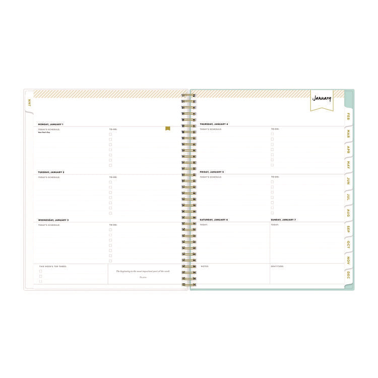 Day Designer Secret Garden Mint Frosted Weekly/Monthly Planner, Floral Artwork, 11 x 8.5, 12-Month (Jan to Dec): 2025