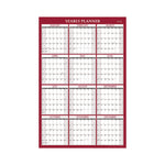 Classic Red Laminated Erasable Wall Calendar, 48 x 32, White/Red/Gray Sheets, 12-Month (Jan to Dec): 2025