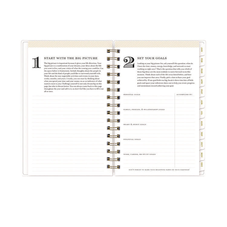 Day Designer Navy Stripe Daily/Monthly Planner, Horizontal Stripe Artwork, 8 x 5, Navy/White Cover, 12-Month (Jan-Dec): 2025