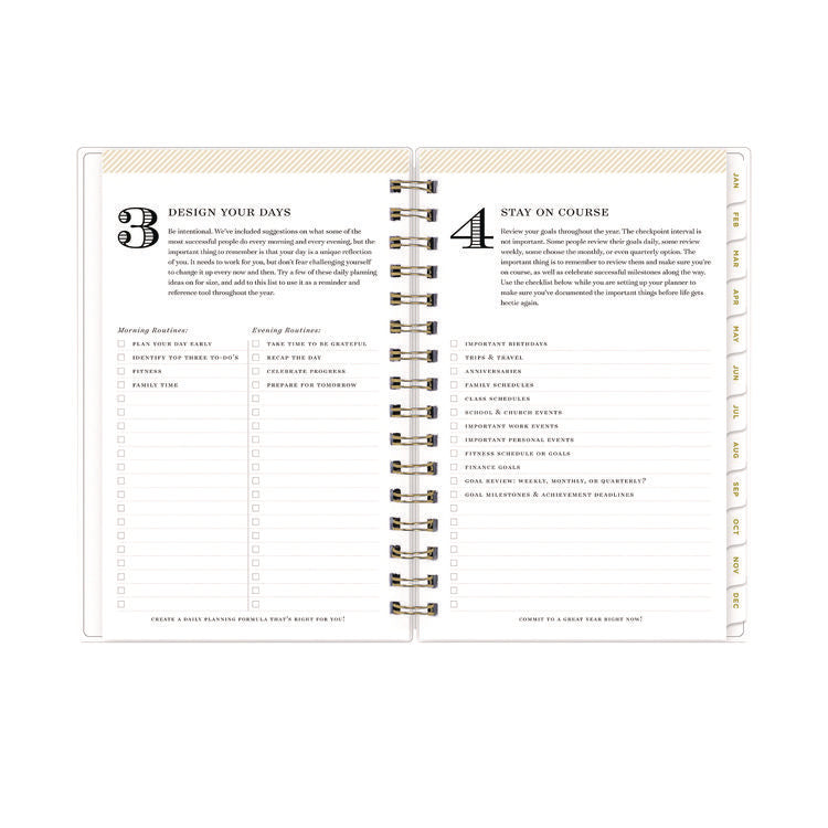 Day Designer Navy Stripe Daily/Monthly Planner, Horizontal Stripe Artwork, 8 x 5, Navy/White Cover, 12-Month (Jan-Dec): 2025