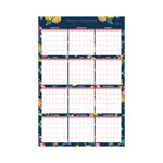 Day Designer Peyton Laminated Erasable Wall Calendar, Floral Artwork, 36 x 24, White/Navy Sheets, 12-Month (Jan to Dec): 2025