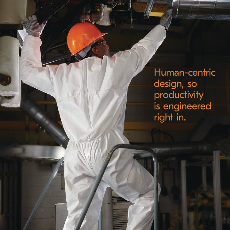 A20 Breathable Particle Protection Coveralls, Zip Front, Elastic Back, Wrists, Ankles, 4X-Large, White, 20/Carton