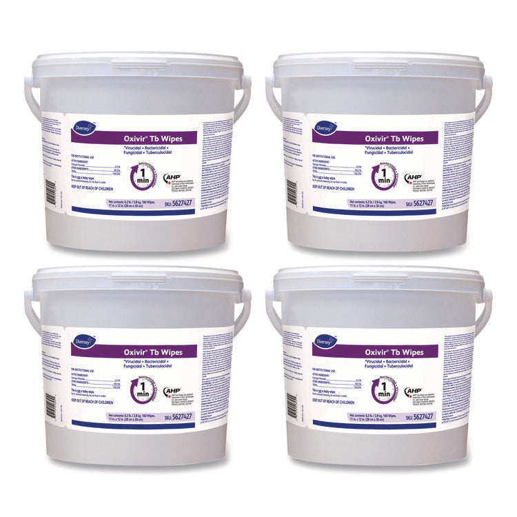 Oxivir TB Disinfectant Wipes, 11 x 12, White, 160/Bucket, 4 Buckets/Carton