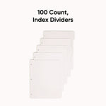 Three-Ring Binder Index Divider, 5-Tab, 11 X 8.5, White, 20 Sets