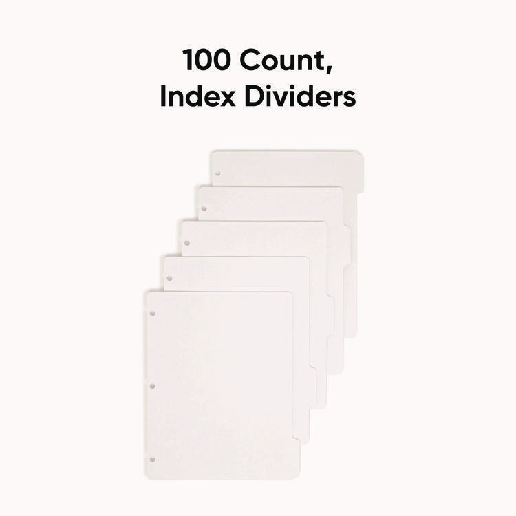 Three-Ring Binder Index Divider, 5-Tab, 11 X 8.5, White, 20 Sets