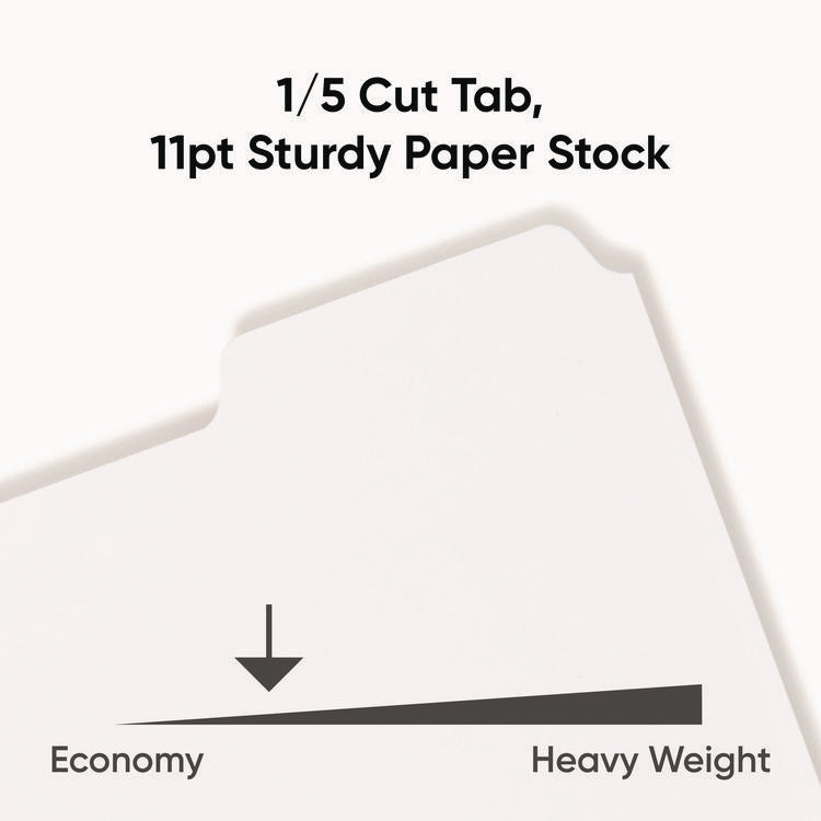 Three-Ring Binder Index Divider, 5-Tab, 11 X 8.5, White, 20 Sets