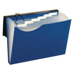 Seven-Pocket Poly Expanding File, 1" Expansion, 7 Sections, Elastic Cord Closure, 1/6-Cut Tabs, Letter Size, Blue
