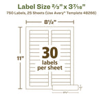 Ecofriendly Permanent File Folder Labels, 0.66 X 3.44, White, 30/sheet, 25 Sheets/pack
