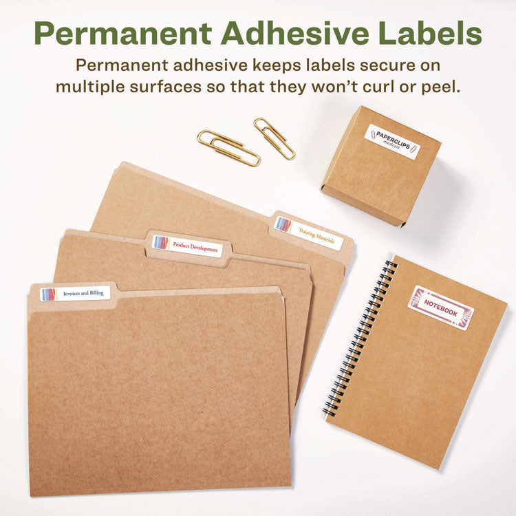 Ecofriendly Permanent File Folder Labels, 0.66 X 3.44, White, 30/sheet, 25 Sheets/pack