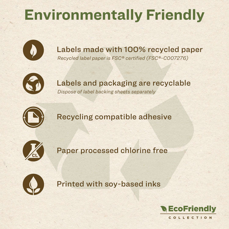 Ecofriendly Mailing Labels, Inkjet/laser Printers, 1 X 2.63, White, 30/sheet, 100 Sheets/pack