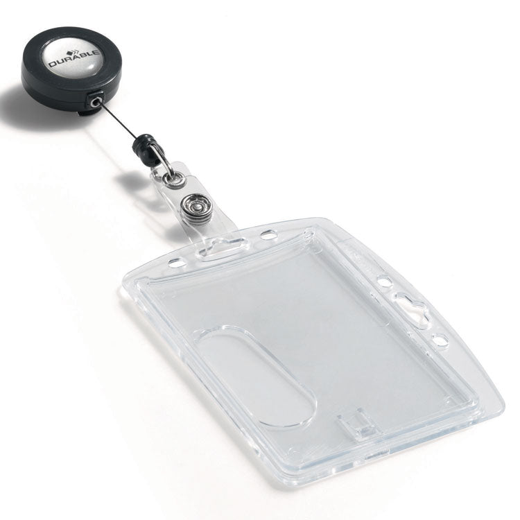 Id/security Card Holder Set, Vertical/horizontal, Reel, Clear, 10/pack