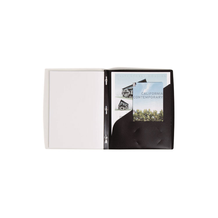 Clear Front Poly Report Cover, Double-Prong Fastener, 0.5" Capacity, 8.5 X 11, Clear/black, 5/pack