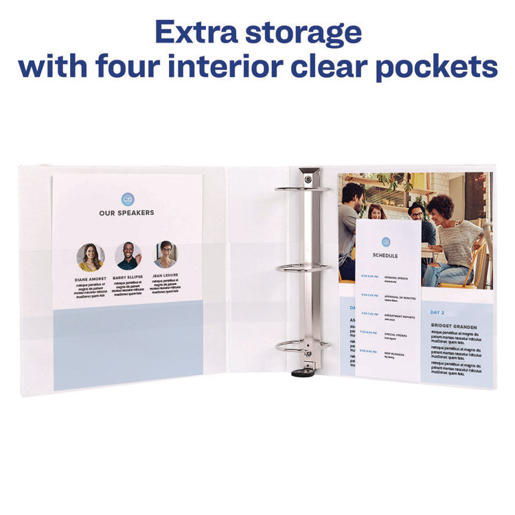 Heavy-Duty View Binder With Durahinge, One Touch Ezd Rings And Extra-Wide Cover, 3 Ring, 3" Capacity, 11 X 8.5, White, (1321)