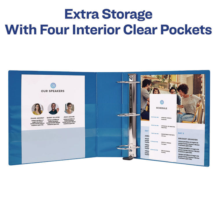 Heavy-Duty Non Stick View Binder With Durahinge And Slant Rings, 3 Rings, 1.5" Capacity, 11 X 8.5, Light Blue, (5401)