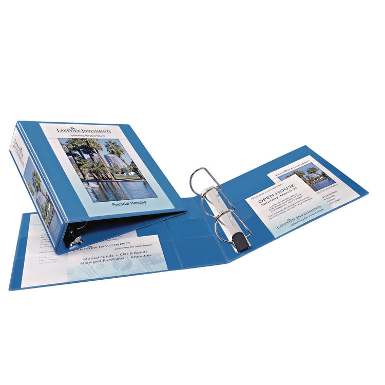 Heavy-Duty Non Stick View Binder With Durahinge And Slant Rings, 3 Rings, 3" Capacity, 11 X 8.5, Light Blue, (5601)