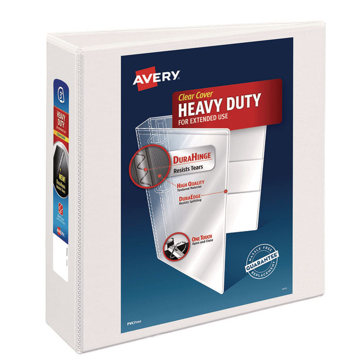 Heavy-Duty Non Stick View Binder With Durahinge And Slant Rings, 3 Rings, 3" Capacity, 11 X 8.5, White, (5604)