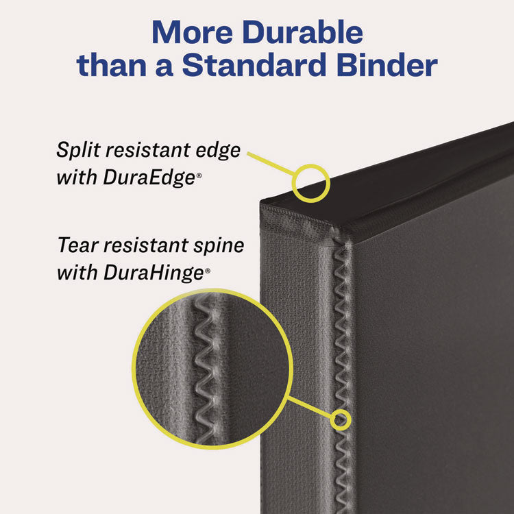 Durable View Binder With Durahinge And Ezd Rings, 3 Rings, 1.5" Capacity, 11 X 8.5, Black, (9400)