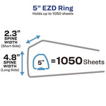 Durable View Binder With Durahinge And Ezd Rings, 3 Rings, 5" Capacity, 11 X 8.5, Black, (9900)