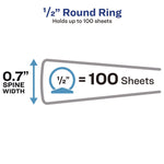 Flexi-View Binder With Round Rings, 3 Rings, 0.5" Capacity, 11 X 8.5, Navy Blue