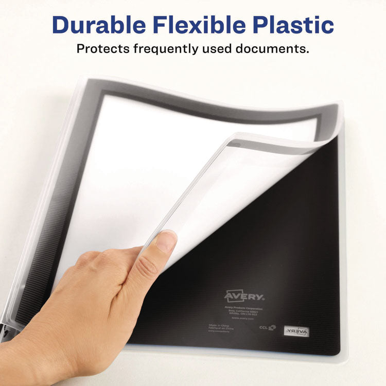 Flexi-View Binder With Round Rings, 3 Rings, 0.5" Capacity, 11 X 8.5, Black