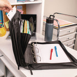 Zipper Binder, 3 Rings, 2" Capacity, 11 X 8.5, Black/gray Zebra Print Design