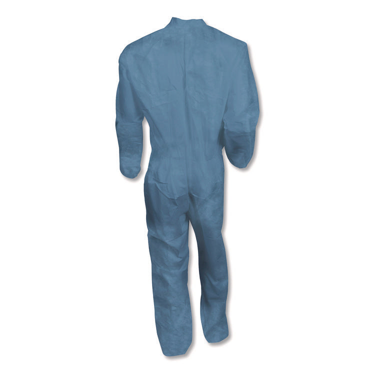 A65 Zipper Front Flame Resistant Coveralls, Hood/Elastic Wrists and Ankles, 3X-Large, Blue, 21/Carton