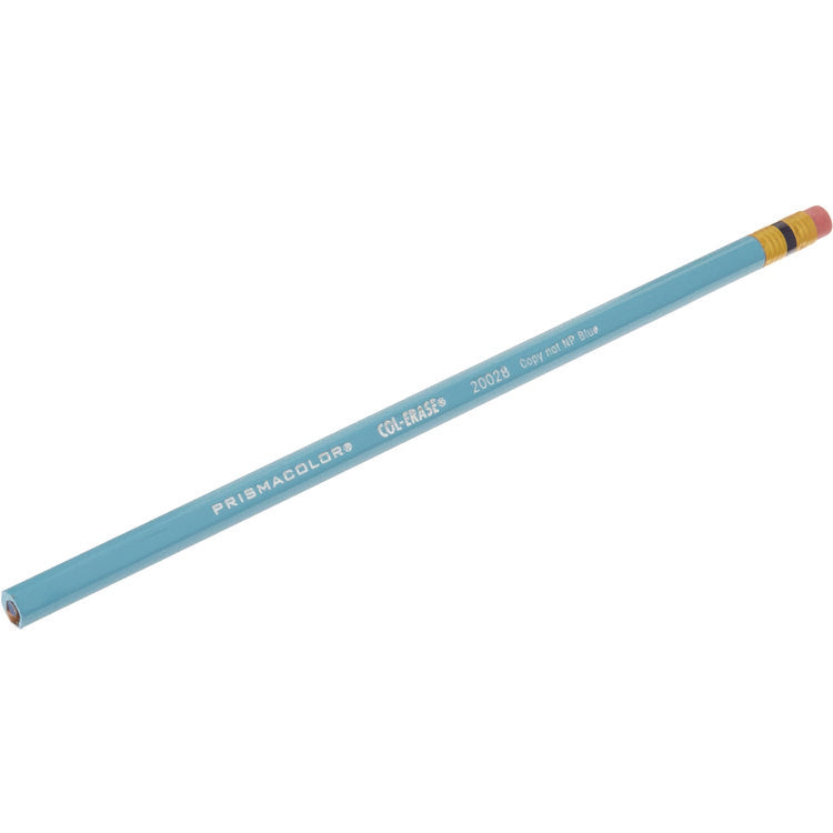 Col-Erase Pencil with Eraser, 0.7 mm, 2B, Non-Photo Blue Lead, Non-Photo Blue Barrel, Dozen