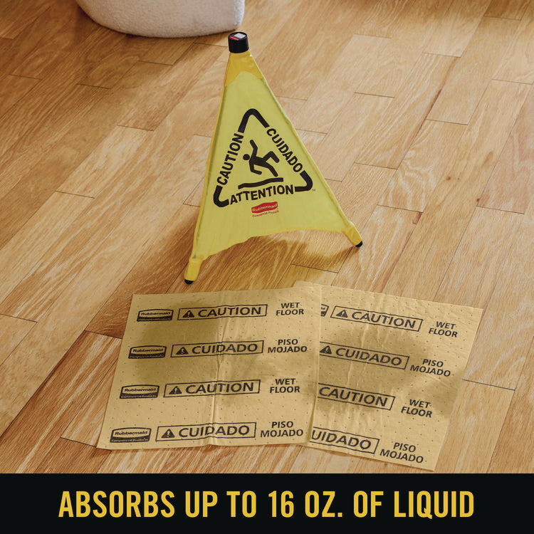 Over-the-Spill Pad, Caution Wet Floor, 16 oz, 16.5 x 20, 22 Sheets/Pad