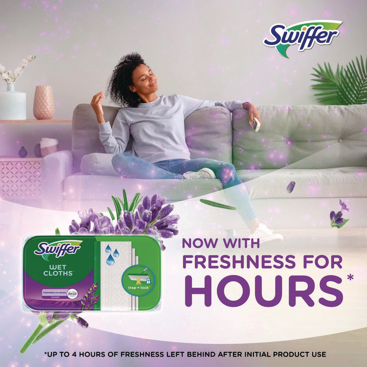 Sweeper TRAP + LOCK Wet Mop Cloth, 8 x 10, White, Lavender Scent, 38/Pack