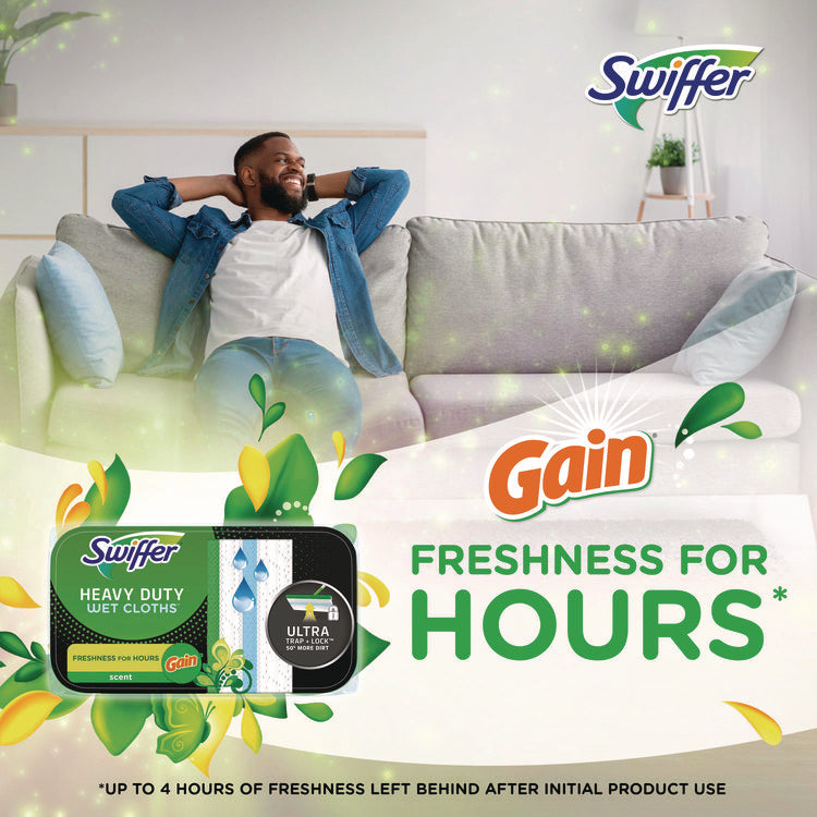 Heavy-Duty Wet Refill Cloths, 8 x 10, Gain Original Scent, White, 10 Cloths/Tub