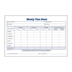 Weekly Time Sheets, One Part (No Copies), 8.5 x 5.5, 100 Forms/Pad, 2 Pads/Pack