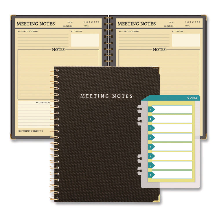 Meeting Notes Book, Space for Up to 159 Meetings, Meeting-Minutes/Notes Format, Black/Gold Cover, (80) 11 x 8.5 Sheets
