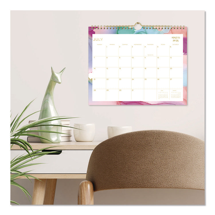 Ashley G Multicolor Smoke Academic Year Wall Calendar, 11 x 8.75, White/Multicolor Sheets, 12-Month (July to June): 2025-2026