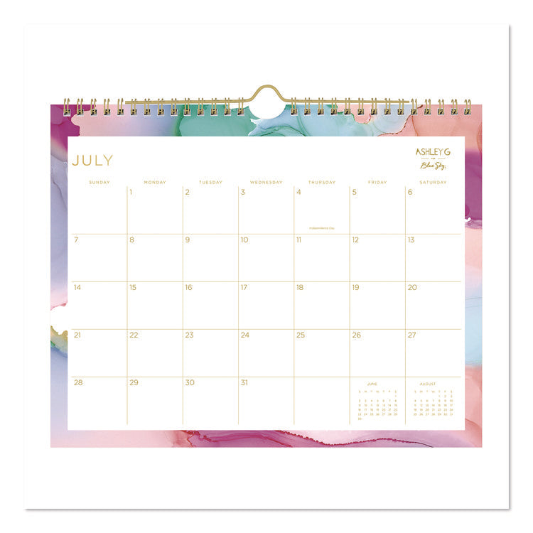 Ashley G Multicolor Smoke Academic Year Wall Calendar, 11 x 8.75, White/Multicolor Sheets, 12-Month (July to June): 2025-2026