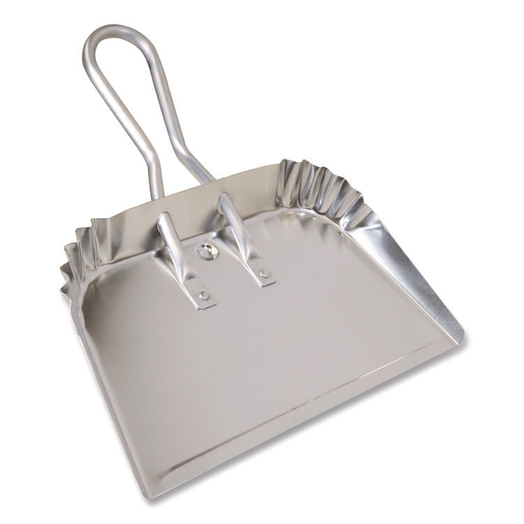 Bulldozer Dust Pan, 17" w, Aluminum Handle, Silver