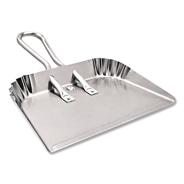 Bulldozer Dust Pan, 17" w, Aluminum Handle, Silver
