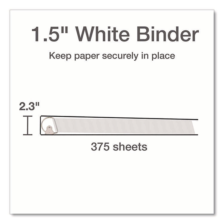 XtraLife ClearVue Non-Stick Slant-D Ring Binder, 3 Rings, 1.5" Capacity, 11 x 8.5, White