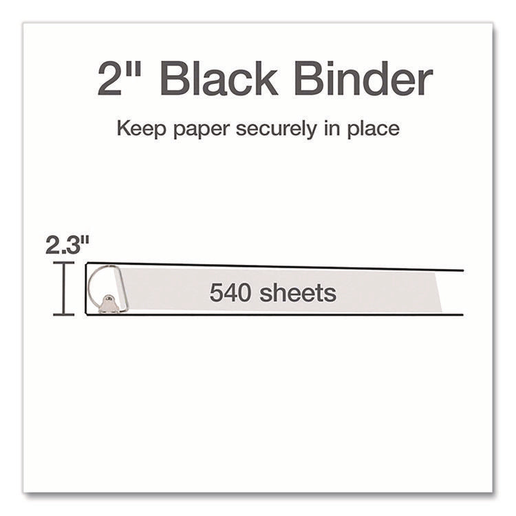 XtraLife ClearVue Non-Stick Slant-D Ring Binder, 3 Rings, 2" Capacity, 11 x 8.5, Black