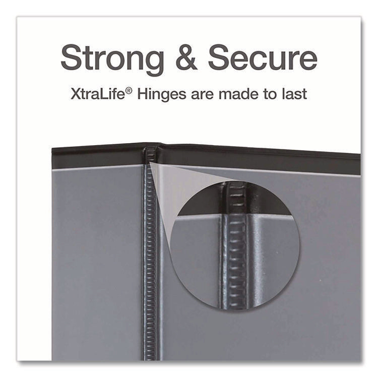 XtraLife ClearVue Non-Stick Slant-D Ring Binder, 3 Rings, 2" Capacity, 11 x 8.5, Black