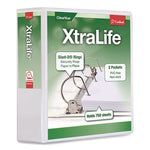 XtraLife ClearVue Non-Stick Slant-D Ring Binder, 3 Rings, 3" Capacity, 11 x 8.5, White