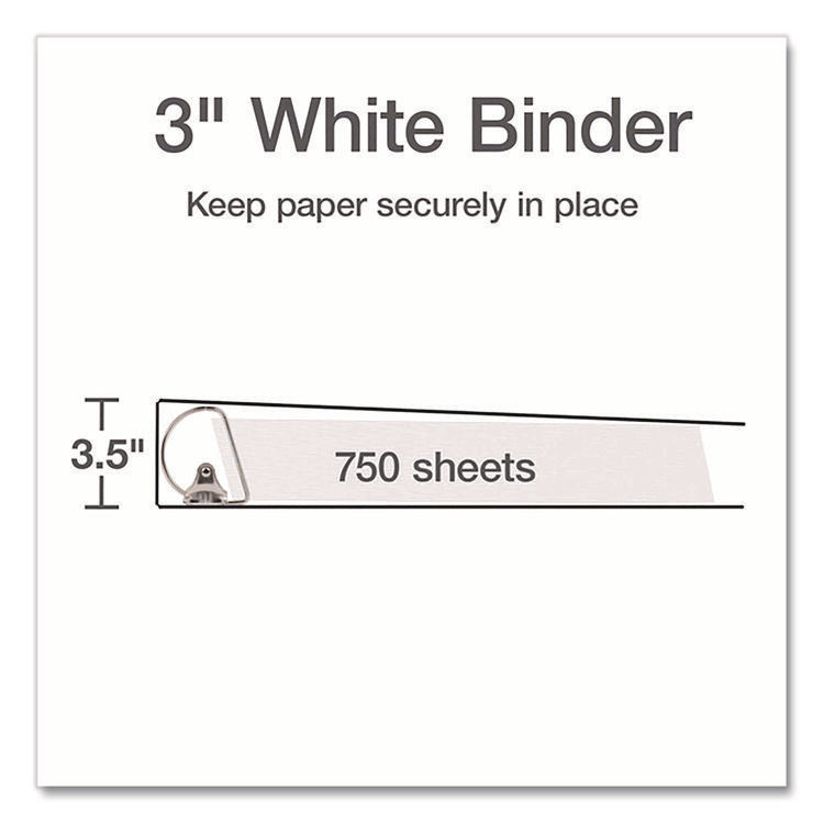 XtraLife ClearVue Non-Stick Slant-D Ring Binder, 3 Rings, 3" Capacity, 11 x 8.5, White