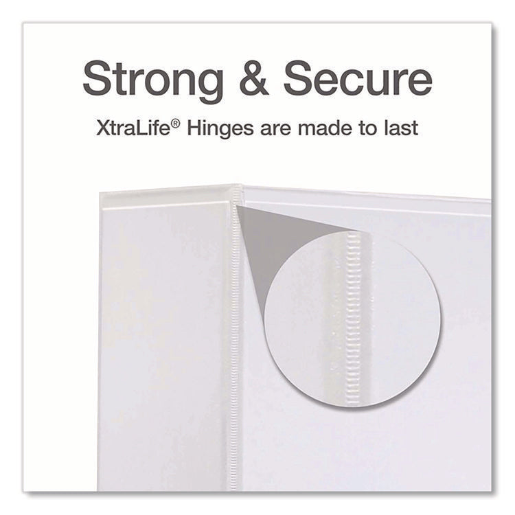 XtraLife ClearVue Non-Stick Slant-D Ring Binder, 3 Rings, 3" Capacity, 11 x 8.5, White