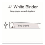 XtraLife ClearVue Non-Stick Slant-D Ring Binder, 3 Rings, 4" Capacity, 11 x 8.5, White