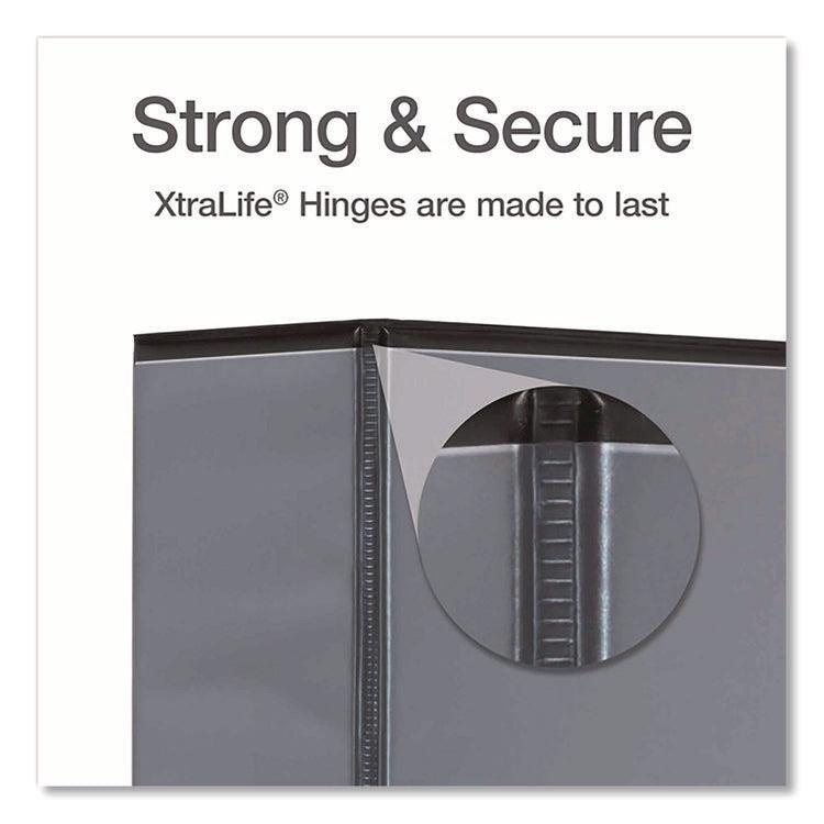 XtraLife ClearVue Non-Stick Slant-D Ring Binder, 3 Rings, 4" Capacity, 11 x 8.5, Black