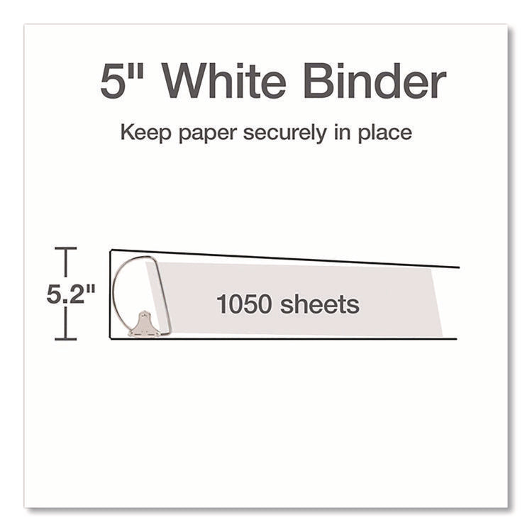 XtraLife ClearVue Non-Stick Slant-D Ring Binder, 3 Rings, 5" Capacity, 11 x 8.5, White