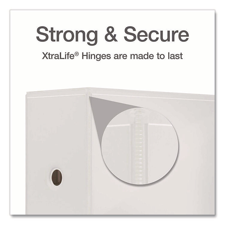 XtraLife ClearVue Non-Stick Slant-D Ring Binder, 3 Rings, 6" Capacity, 11 x 8.5, White