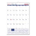 Twin-Wirebound Wall Calendar, One Month per Page, 12 x 17, White Sheets, 12-Month (Jan to Dec): 2025