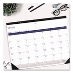DuraGlobe Monthly Desk Pad Calendar, 22 x 17, White/Blue/Gray Sheets, Black Binding/Corners, 12-Month (Jan to Dec): 2025