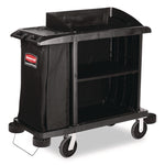 Multi-Shelf Cleaning Cart, Plastic, 4 Shelves, 1 Bin, 22" x 49" x 50", Black