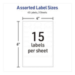 Avery Kids No-Iron Fabric Labels, Handwrite Only, Assorted Shapes and Sizes, White, 15 Labels/Sheet, 3 Sheets/Pack